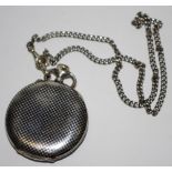 A silver and niello pocket watch and chain.
