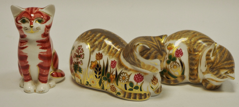 A Royal Crown Derby paperweights including a Cottage Garden Kitten, gold stopper, 1st quality,