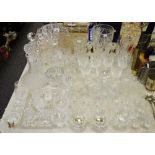 Glassware - Waterford type wine glasses; Royal Doulton vase; decanters;