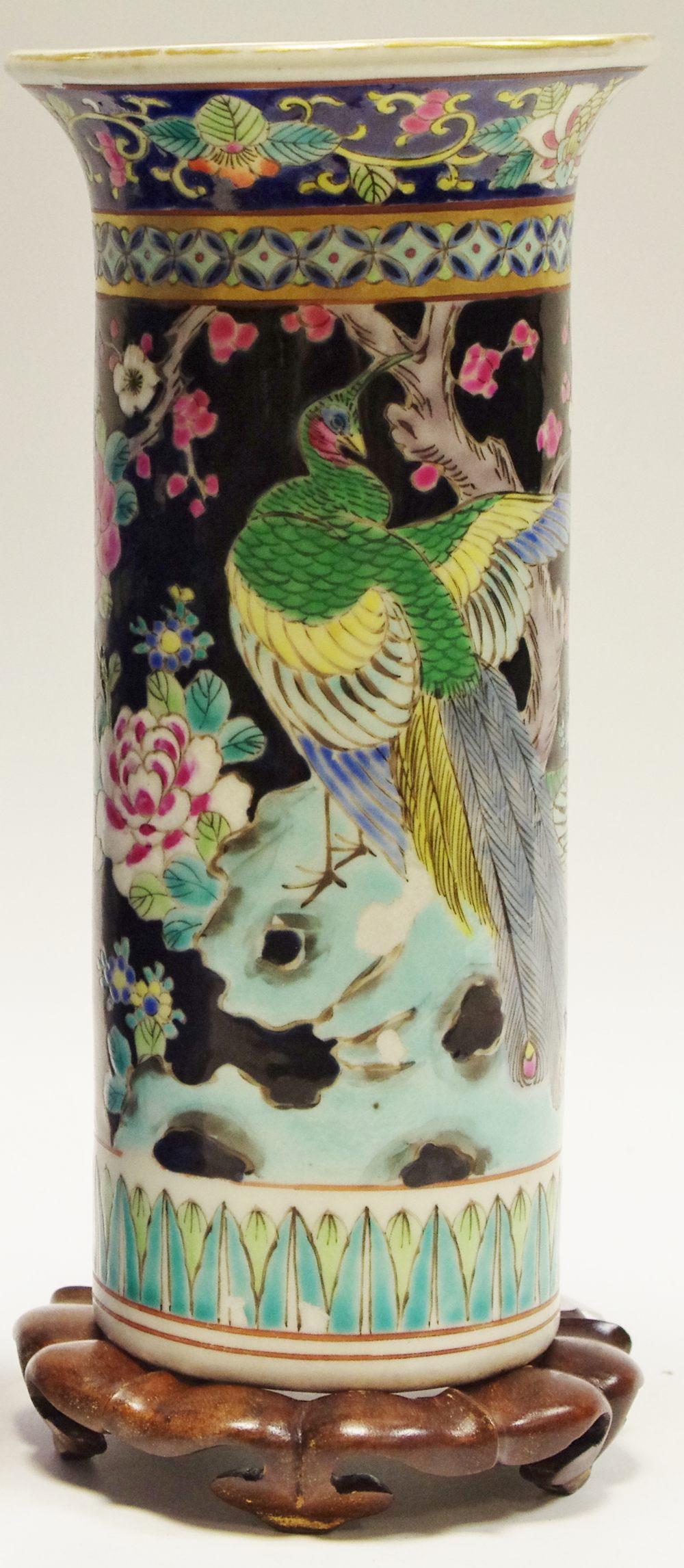 A Chinese famille noir sleeve vase,