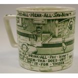 An early 20th century Crown Devon large Staffordshire mottoware mug,