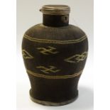 An interesting baluster shaped 'Navajo' wirework flask,