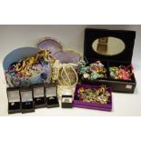Costume Jewellery - various modern boxes holding dress rings, brooches, bangles, beads,