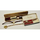 A 9ct gold lady's Bentima Star 15 Jewel watch, material strap original box & papers; another,