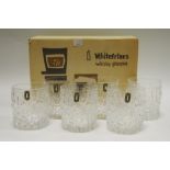 A set of six Whitefriars Glacier pattern whisky tumblers,