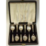 A cased set of six George V silver teaspoons.