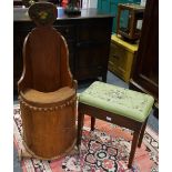 An unusual farmhouse pine child's high chair,