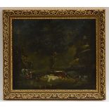 Dutch School Figures with Cattle in a Rural Landscape oil on canvas,