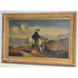 Continental School Coastal Landscape with Lady on Horseback indistinctly signed 'A. C.