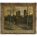 A. Wright A View of Durham Cathedral signed, oil on canvas, 50cm x 60.