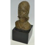 British School (20th century) A Maquette Sculpture, Head of a Young Girl Bronze Resin,