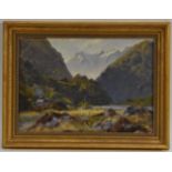 C. M. Hawsworth A Mountain Retreat signed, oil on board, 25.5cm x 35.