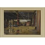 Brian Nolan (British Bn 1931), Architectural Industrial Bridge Landscape, signed, pastel, 17cm x 25.