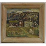 British Naive School, mid 20th century An Upland Farm indistinctly signed, dated '45,
