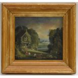 English Naive School, late 19th century, An Idyllic Landscape, oil on panel,