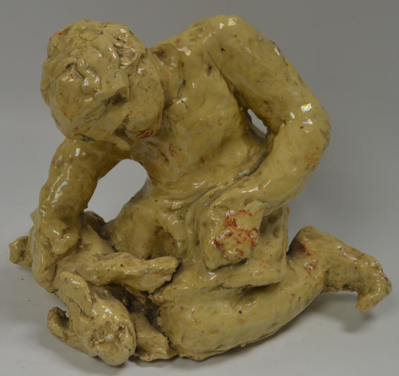 British School Sculpture Seated Figure ceramic,