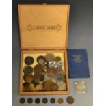 A collection of coins and medallions
