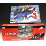 A Team Edge R/C hovercraft, boxed; a remote control helicopter,