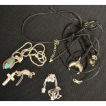 Jewellery - a silver and enamel pendant on silver chain; a silver Celtic pendant on silver chain;