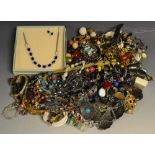 Costume Jewellery - including earrings, enamelled butterfly necklace, beaded bracelets,