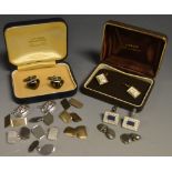 Gentlemens Jewellery - a pair of sterling silver rectangular cushion panel cufflinks;