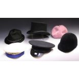 Millinery Interest - a top hat; a Christy's of London riding hat, retailed by Harrods; others,