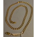 A gold flat link necklace, 8.