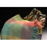 Textiles - Welsh honeycomb waffle wool blanket;