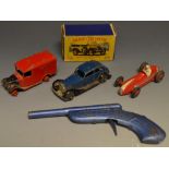 Toys and Juvenalia - a Dinky Maserati; a Royal Mail van; a Matchbox Daimler; a tinplate gun;