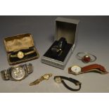 Watches - a lady's Rone watch, 9ct gold Dennison case, later expanding metal strap,