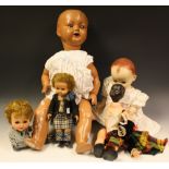 Dolls - 1950s and later including large composite baby doll, sleeping eyes,