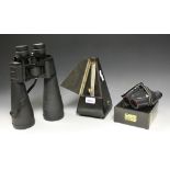 A Maelzel metronome; a pair of large Sakura field binoculars,
