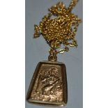 A 9ct gold St Christopher and chain, 4.