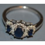 ***PLEASE NOTE THIS IS 9ct***A 9ct white gold sapphire and diamond ring,