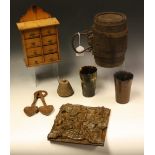 Boxes and Objects - a 19th century coopered cider barrel with wrought iron hinged handle and metal