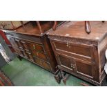 An early 20th century oak music room side cabinet,