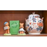 A 19th century Amhurst Japan Ironstone pot-pourri vase and cover; a pair of John Beswick Bears,