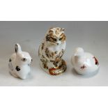 A Royal Crown Derby paperweight, Fifi the Cat, gold stopper, boxed; other, Royal Crown Derby models,