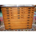 A substantial mid-late 20th century oak plan chest,
