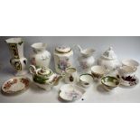 Ceramics - Aynsley Little Sweetheart pattern, including vases, jars, trinket boxes,