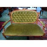 A late Victorian drawing room style reception sofa,