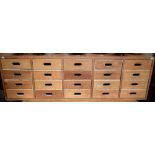 A pine low bench top chest,