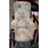 A late 19th/early 20th century mahogany framed armchair,