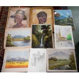 Pictures and Prints - a folio, landscapes from around the world, various artists, original works,