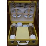 A Brexton part picnic set, comprising cups, saucers, Thermos flasks, food box, etc,