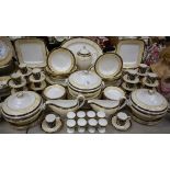 A Wedgwood Cornucopia pattern dinner and coffee ware including tureens, meat plates, sauce boats,