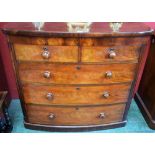 A Victorian mahogany bow fronted chest of two short over three long graduated drawers, plinth base,