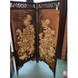A 19th century finely embroidered Chinese two fold screen