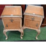 A pair of Louis XV style bedside cabinets,