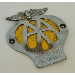 A mid-20th century AA badge, OR38694 ***PLEASE NOTE THERE IS NO BUYER'S PREMIUM ON THIS LOT,